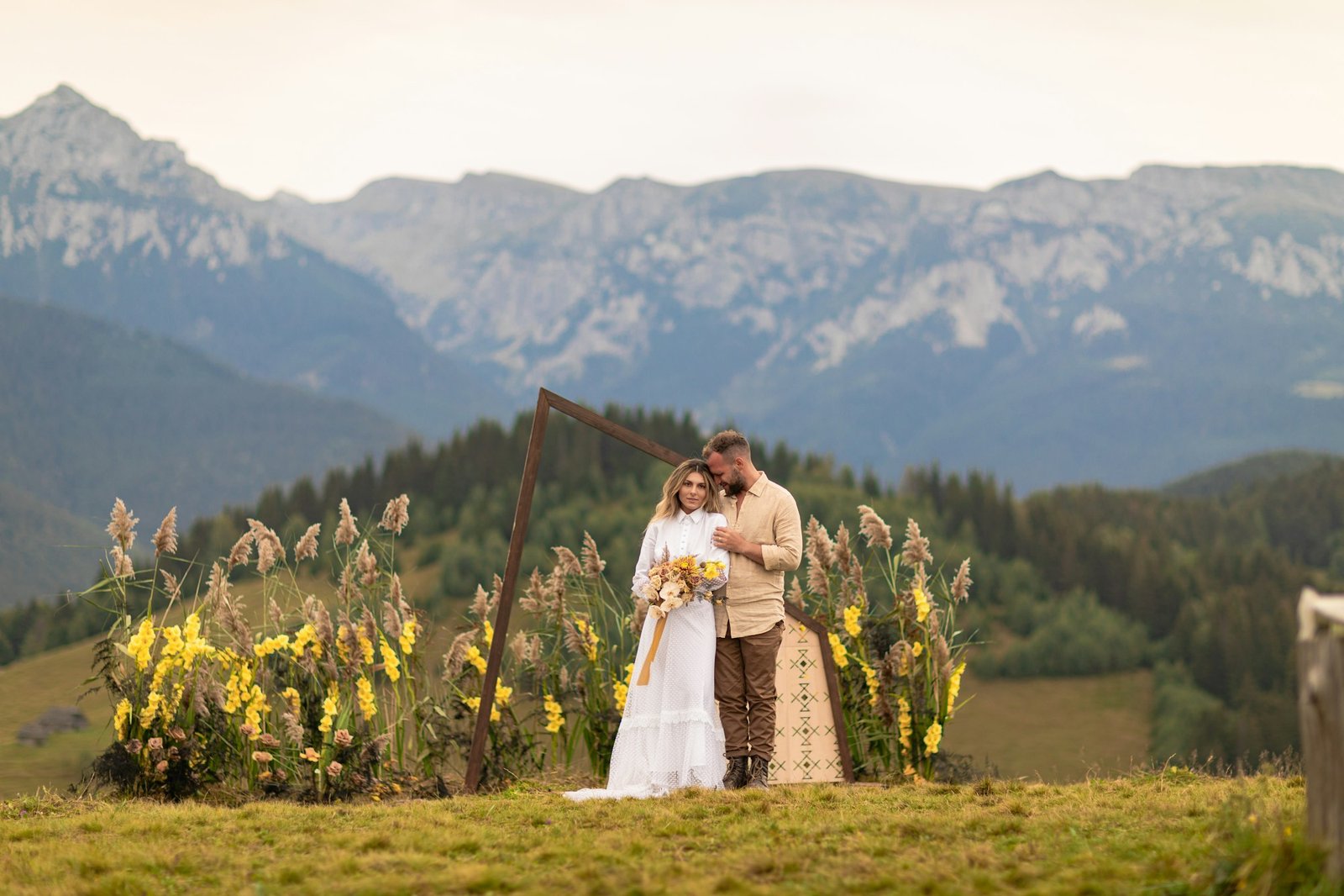 beautiful photograph captures the tender embrace of a couple at their humanist wedding ceremony.